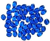 50 8x6mm Transparent Sapphire Flat Oval Glass Beads
